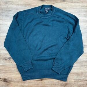 Vintage 90s teal‎ blue green knit heavyweight crewneck sweater made in usa